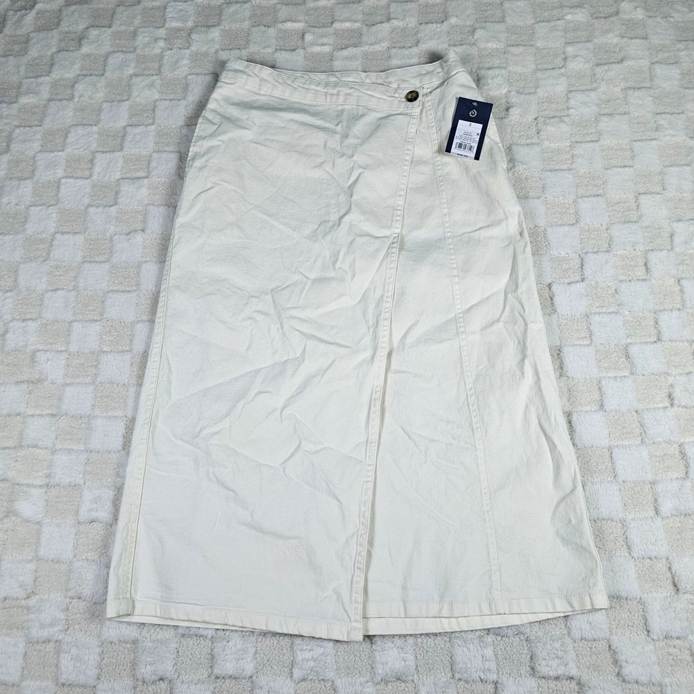 Universal Thread Women Cream Cotton Blend Wrap Midi Skirt Size 2 NWT 013051071